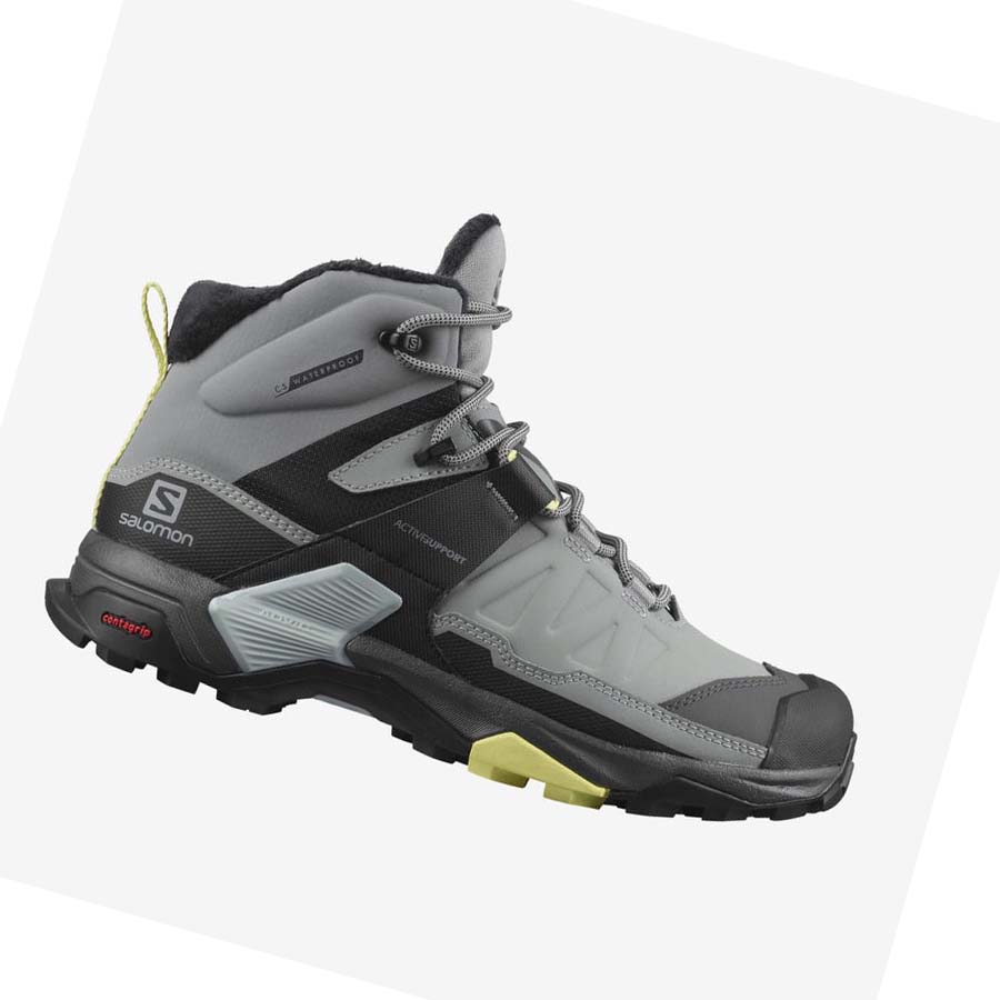 Salomon X ULTRA 4 MID WINTER THINSULATE™ CLIMASALOMON™ WATERPROOF Kadın Kışlık Botlar Gri | TR 2610OKI